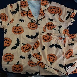 Halloween Pumpkin and Bat Pajama Set